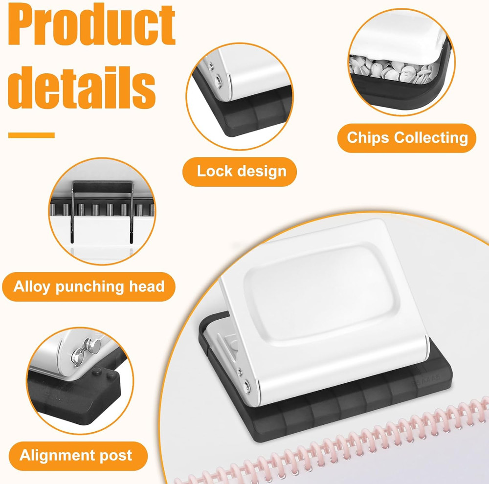 10 Hole Punch Binding Machine for Planners with 10 Multi-Color Binder Rings, 30