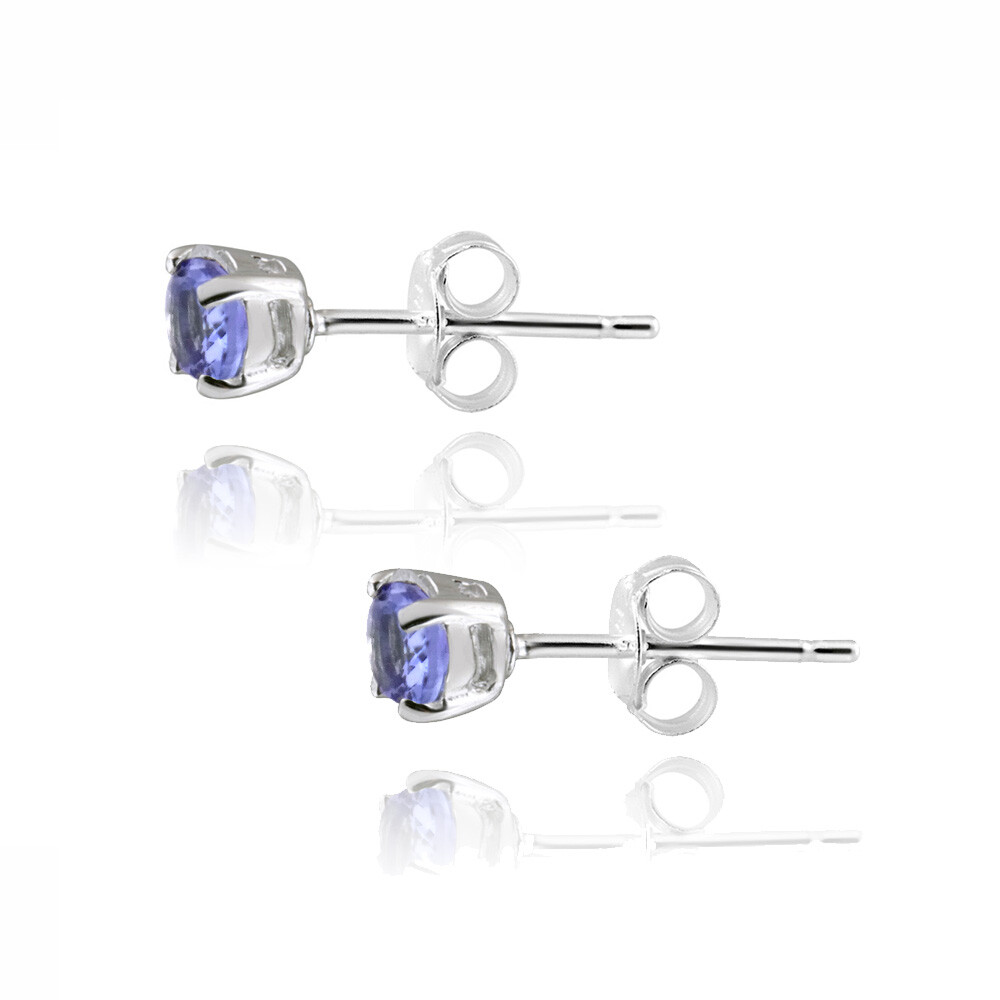925 Silver 1/2ct Tanzanite Round 4mm Stud Earrings