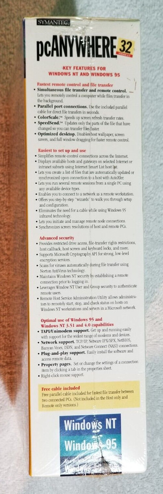 Symantec PC Anywhere 32 Version 8.0: Vintage Windows 95/98 NT 3.1 DOS Software
