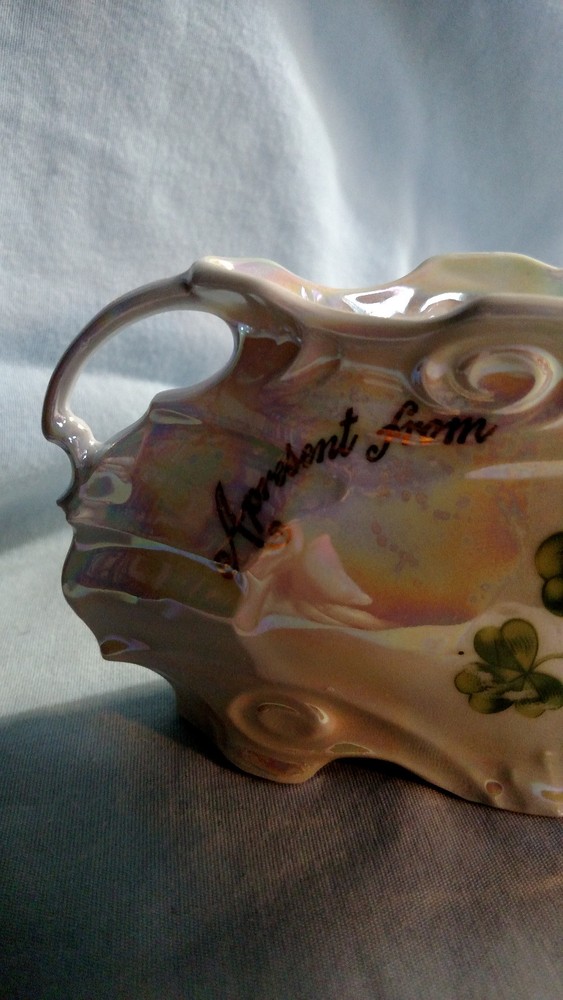 Thuringia Shell Shaped Double Handled Vase- Souvenir from Ireland