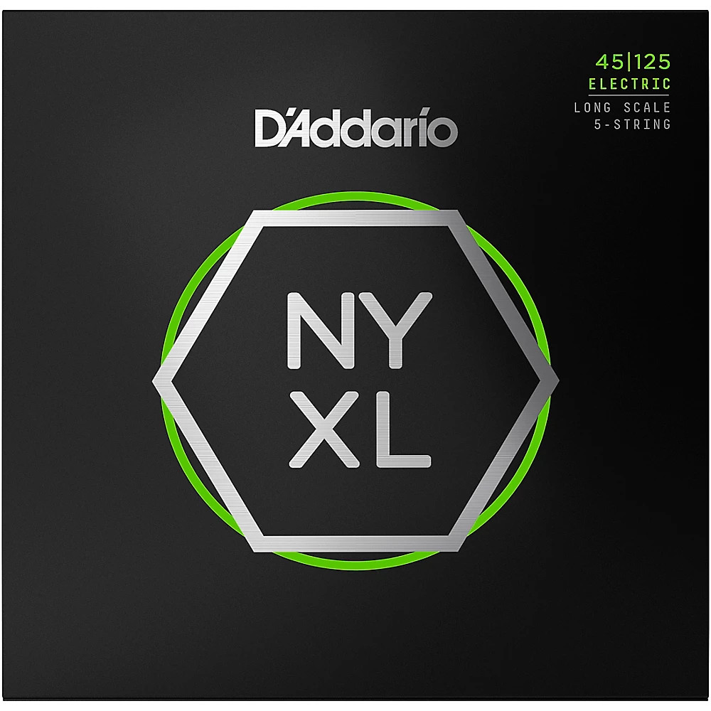 D'Addario NYXL Light Top/Medium Bottom Long Scale 5-String Bass Strings 45-125