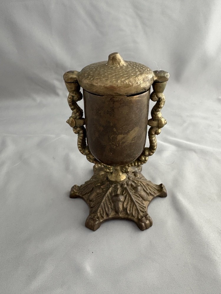PATENTED 1862 BRASS FIGURAL ACORN TILTING MATCH HOLDER A9