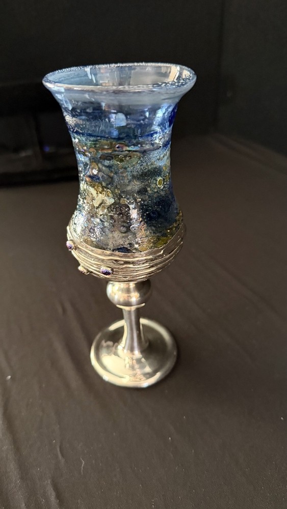 Blown Glass And Sterling Silver Kiddush Cup by Sherman