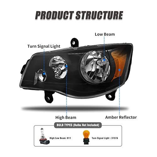 2011 2012 2013 2014 2015 2016 2017 2018 Dodge Grand Caravan Headlight Assembly