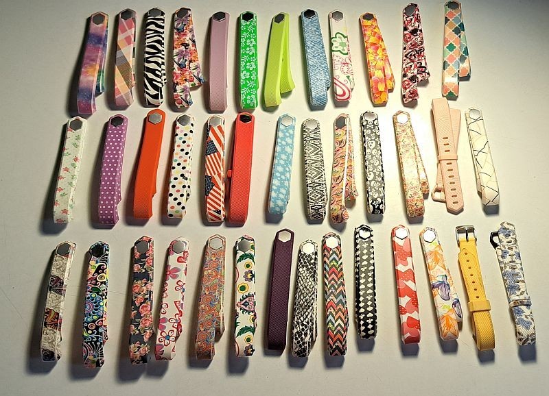FITBIT  Replacement Straps Wristband Lot of 39 Different Patterns / Colors 1/2"