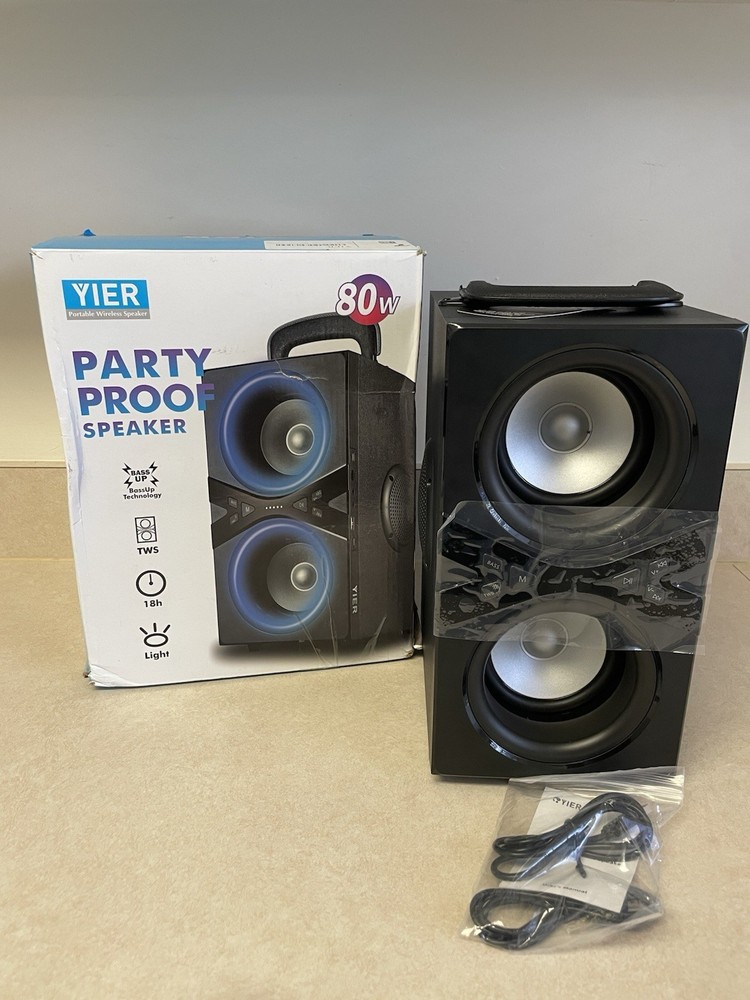 USED- Wireless TWS Portable Bluetooth Speakers with Lights, 100dB Loud, 80W