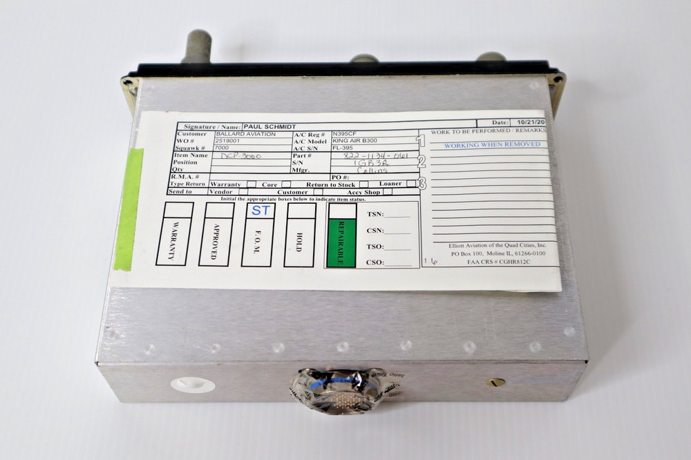 Collins DCP-3000 Display Control Panel 822-1134-061 Removed Working