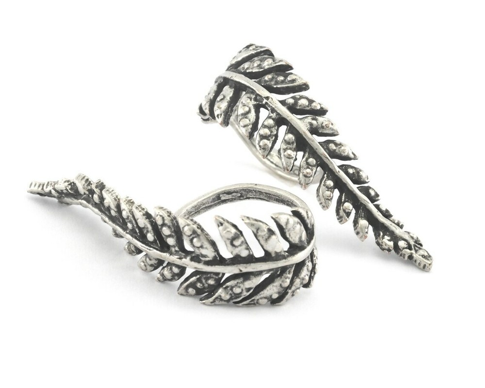 Leaf Ring Adjustable Antique Silver Plated brass (20mm 10US inner size) 3263