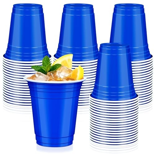 50 Plastic Cups, 12 oz Disposable Cups, Drinking 12 oz(50 Pack) Dark Blue