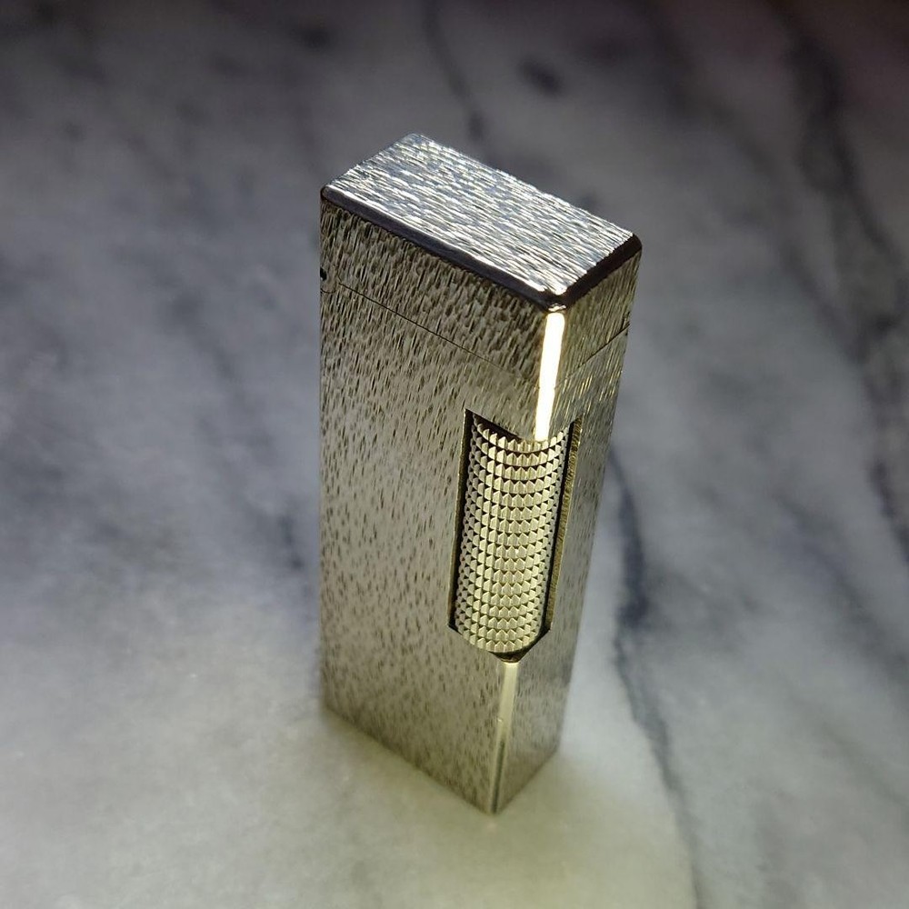 Vintage Dunhill Rolla Gas Lighter Silver Deep Satin Working Condition