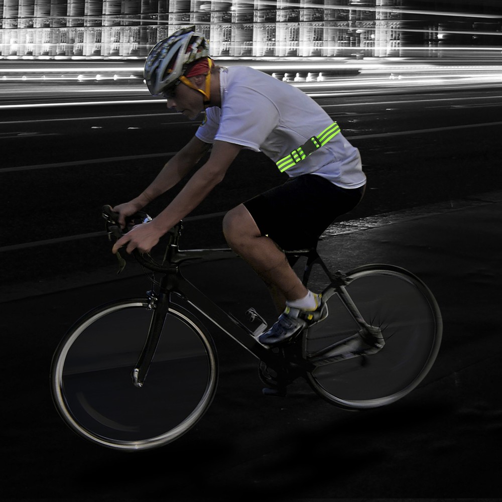 2pcs Reflective Belt Reflective Running Equipment Green Orange