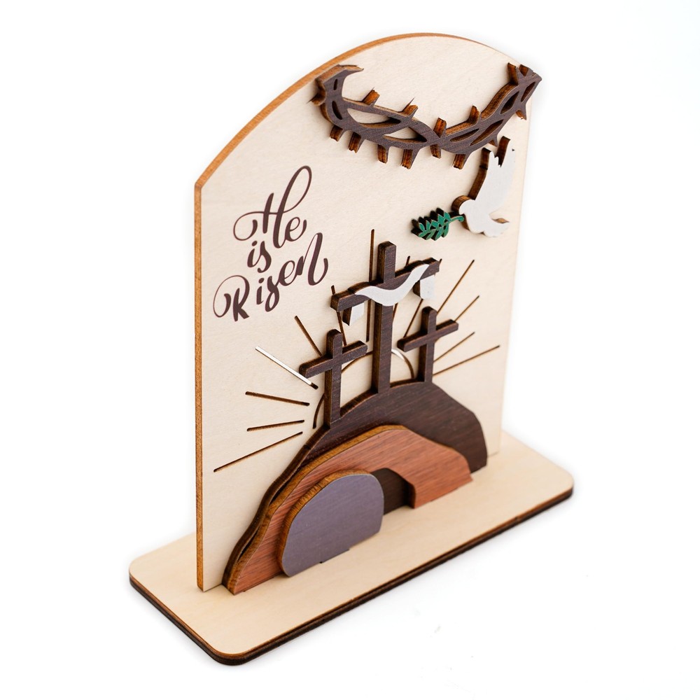 DuduCraft He is Risen Easter Resurrection Decor - 6x4x1 inches,