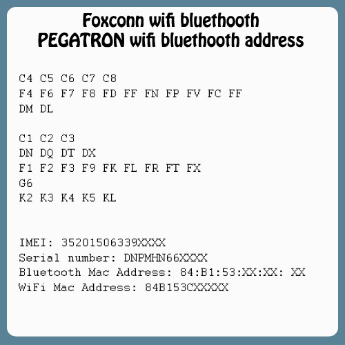Apple iPhone WiFi BT Mac Address Service | Till iPhone X is supported