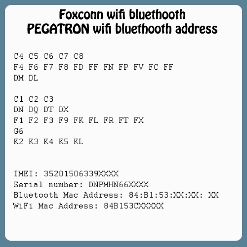 Apple iPhone WiFi BT Mac Address Service | Till iPhone X is supported