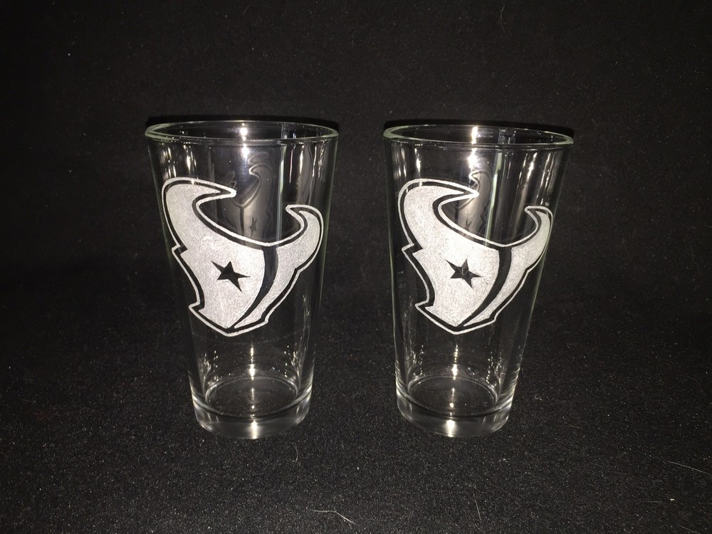 Houston Texans Hand Etched (with a Dremel) Pint Glasses!