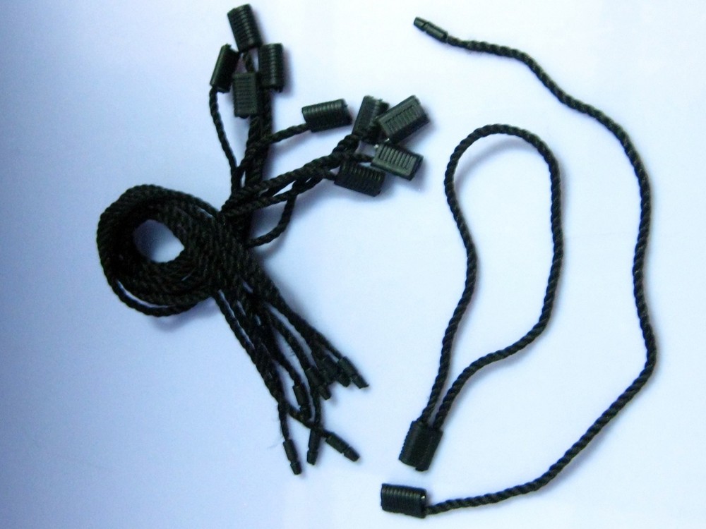 7" 200 Pcs Black Hang Tag Nylon String ROUND Lock Pin Loop Fastener Hook Ties