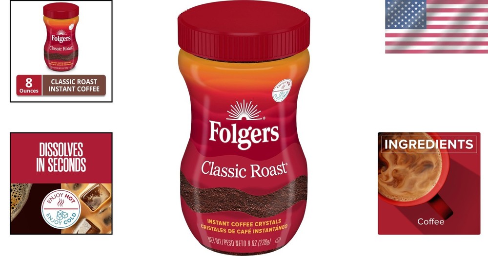 Folgers Classic Roast Instant Coffee – 8 oz. Jar