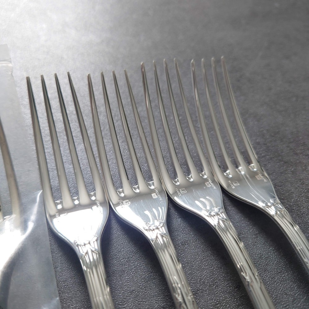 Christofle Rubans Silverplated Flatware Dessert Fork 6pcs Near MINT