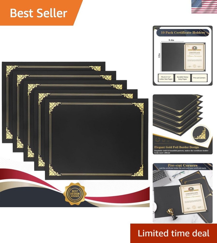 10 Packs Certificate Holders, Black Certificate Covers, Diploma Holders, Cert...