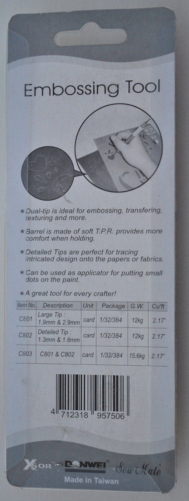 Embossing Tool Double Pack w/ 4 Diff Tips Emboss Transfer Texture Applicator NEW