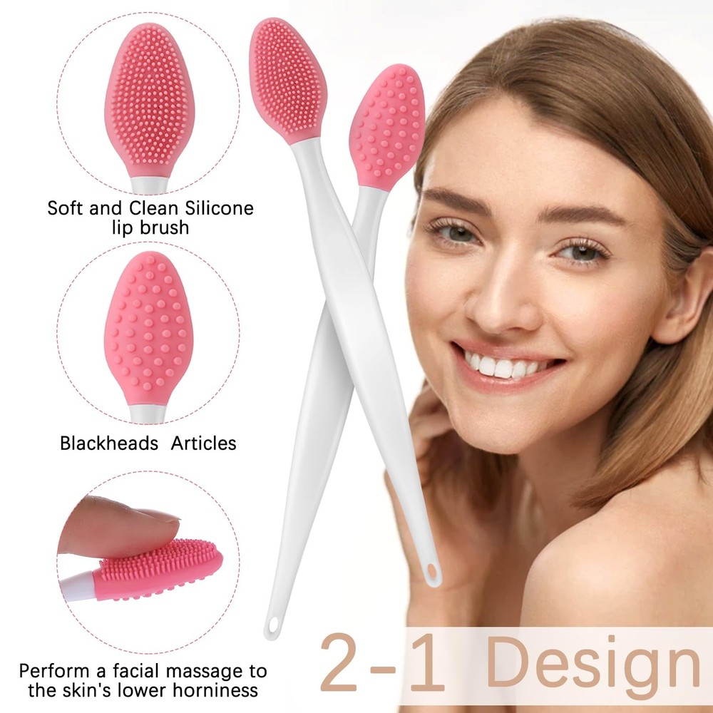 Lip Scrub Brush Tool Double-Sided Mini Gentle Lip Scrub Cleansing Kits Tools