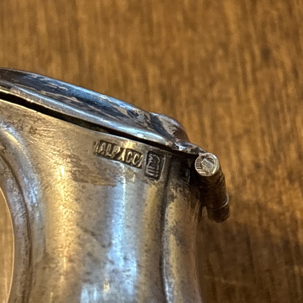 ANTIQUE STERLING OVERLAY COBALT CRUET ~MULTIPLE MARKINGS~