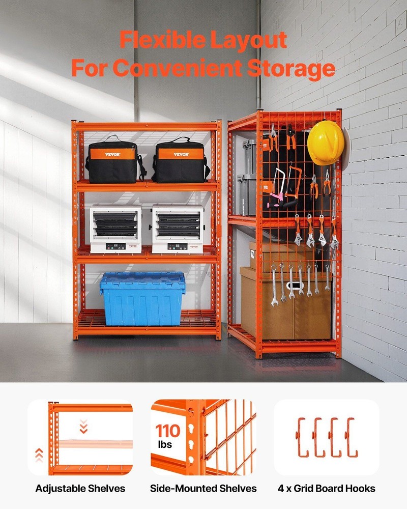 4-Tier 2400lb Strength Adjustable Steel Shelf Unit