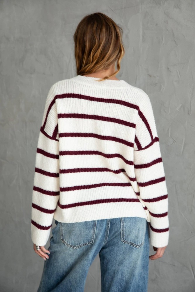 Burgundy Stripe Sweater