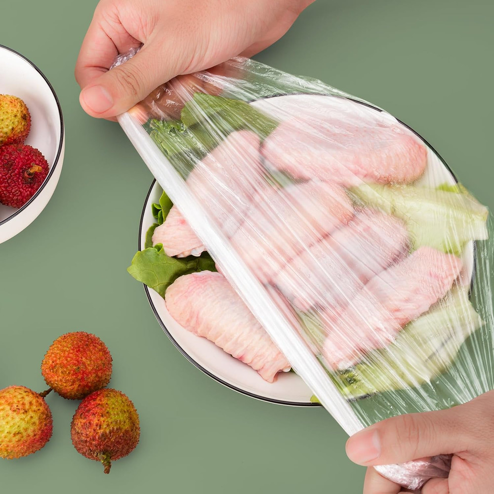 300Pcs Reusable Elastic Food Storage Covers, Plastic Stretch Bowl Lids