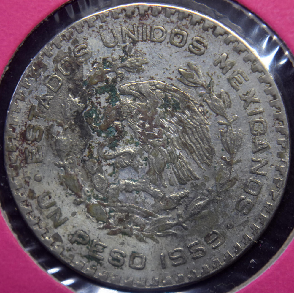 1959 Mexico One Peso Silver Coin