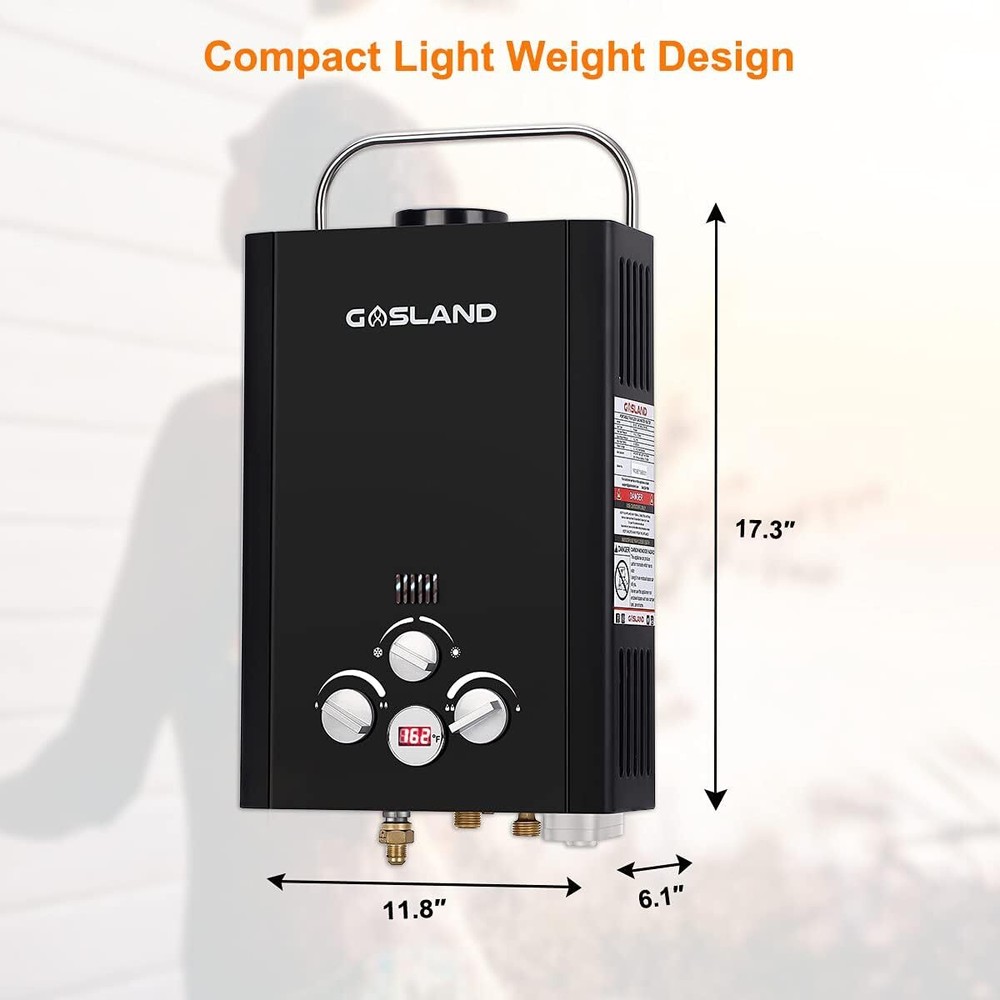 Gasland 6L Outdoor Tankless Hot Water Heater Propane Gas Portable Camping Shower