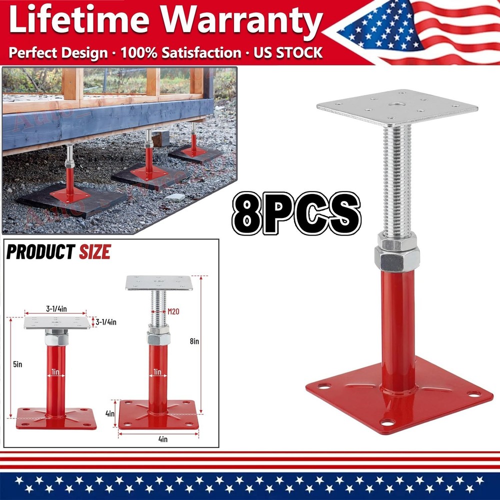 8 Pack House Jacks Adjustable 5''-8'' for Leveling Floor Jack Post Floor Jack