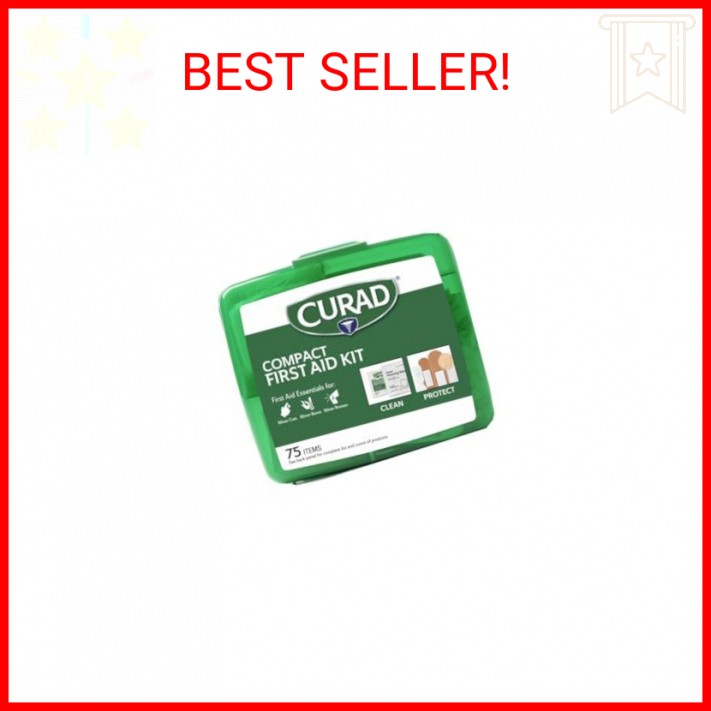 Curad Compact First Aid Kit, Green 75 Items, 1 Each