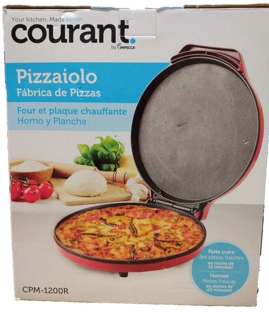 Courant 12 Inch Electronic Pizza Maker, Griddle, Multipurpose Oven, Red