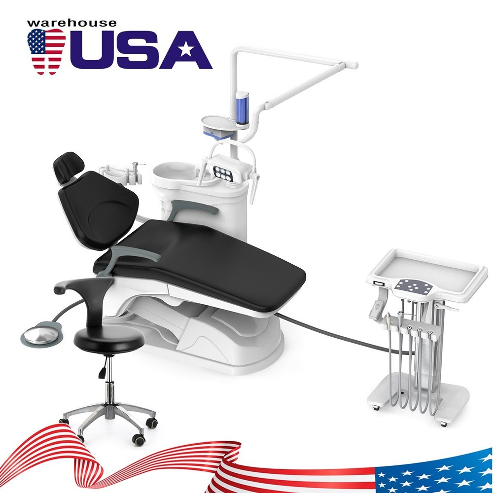 Dental Unit Chair Computer Controlled DC Motor Ceramic spittoon +Doctor Stool US
