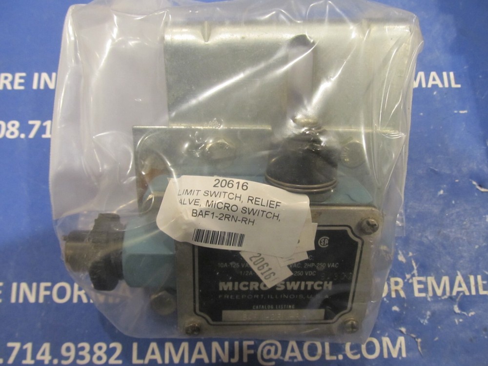 Microswitch Limit Switch, Relief Valve, BAF1-2RN-RH New Unused Surplus