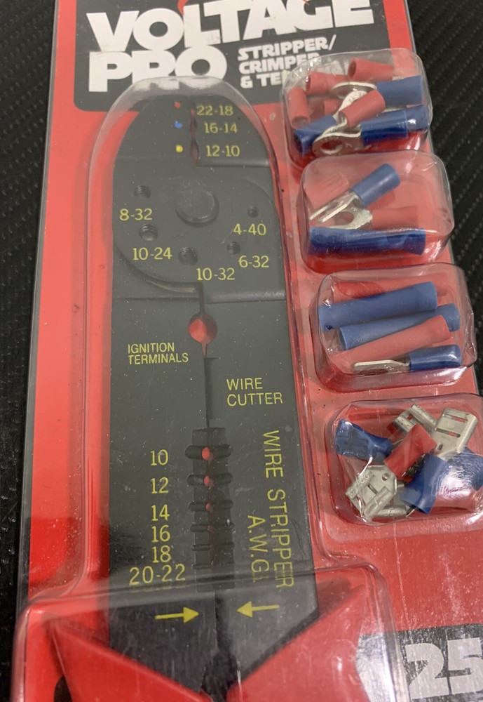 Voltage Pro Stripper / Crimper With Terminals 25 Pieces Set - NEW! FAST!