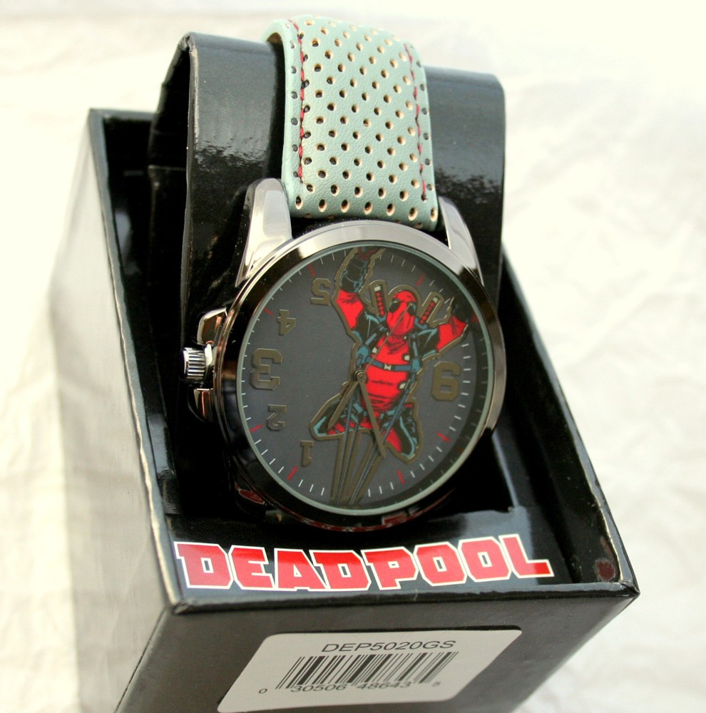 Marvel Comics DeadPool Upside Down Watch Large Men's New NOS Box Accutime