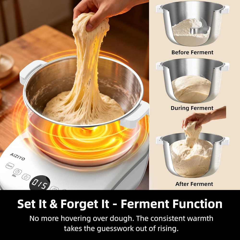 Doughchief, 7.4QT Dough Maker, Dough Mixer with Ferment Function, 304 Stainless