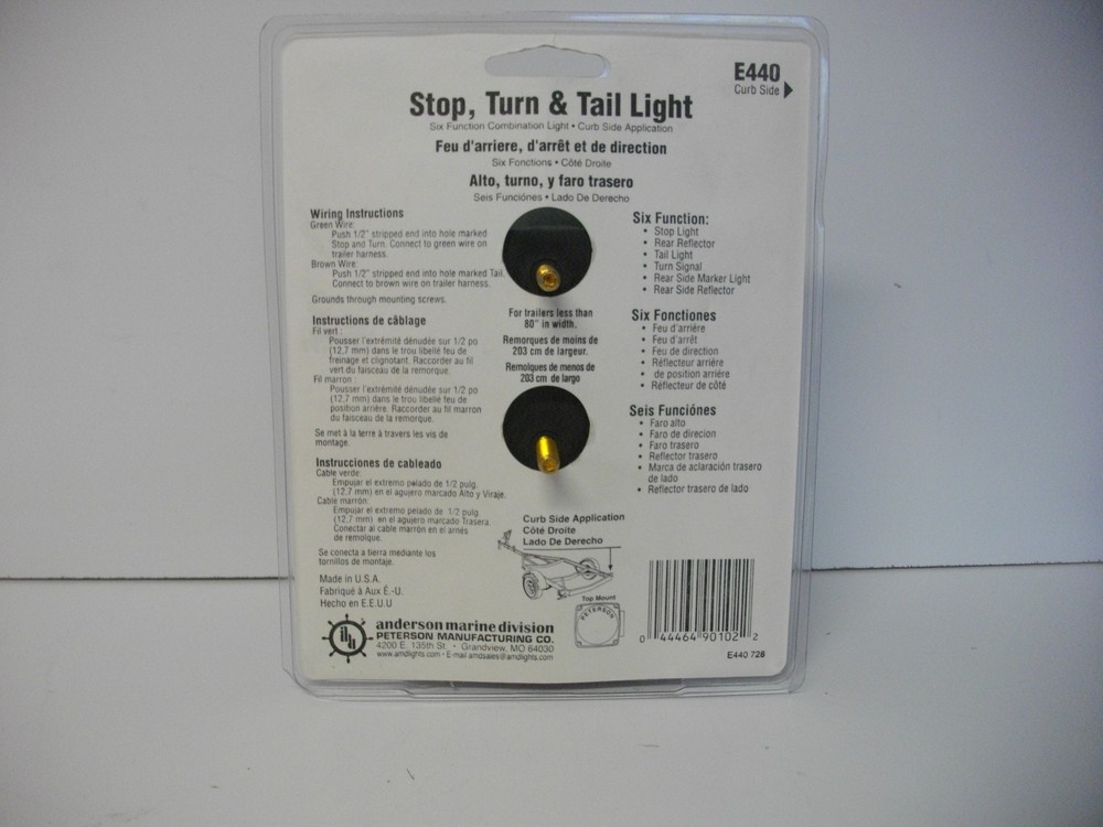 Peterson MFG E440 Stop Turn & Tail Light Curb Side