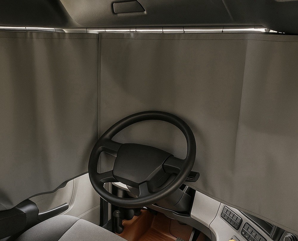 Freightliner CASCADIA 2008-2025 Windshield Curtains. Left And Right Side. Grey