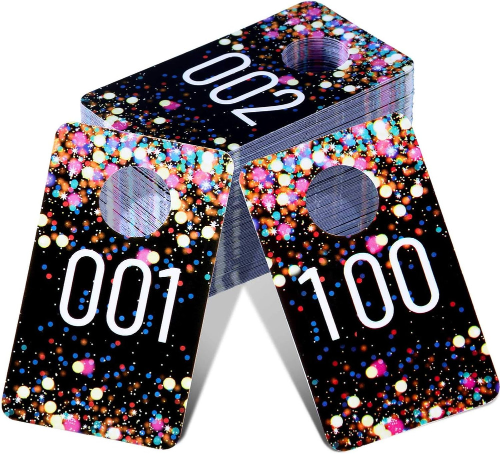 100 Pieces Live Plastic Number Tags, Consecutive Reusable Normal and Mirrored...