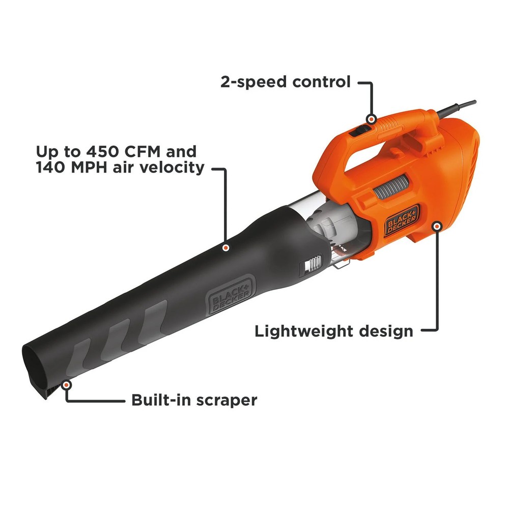 BLACK+DECKER Leaf Blower, Axial, 9-Amp - BEBL750