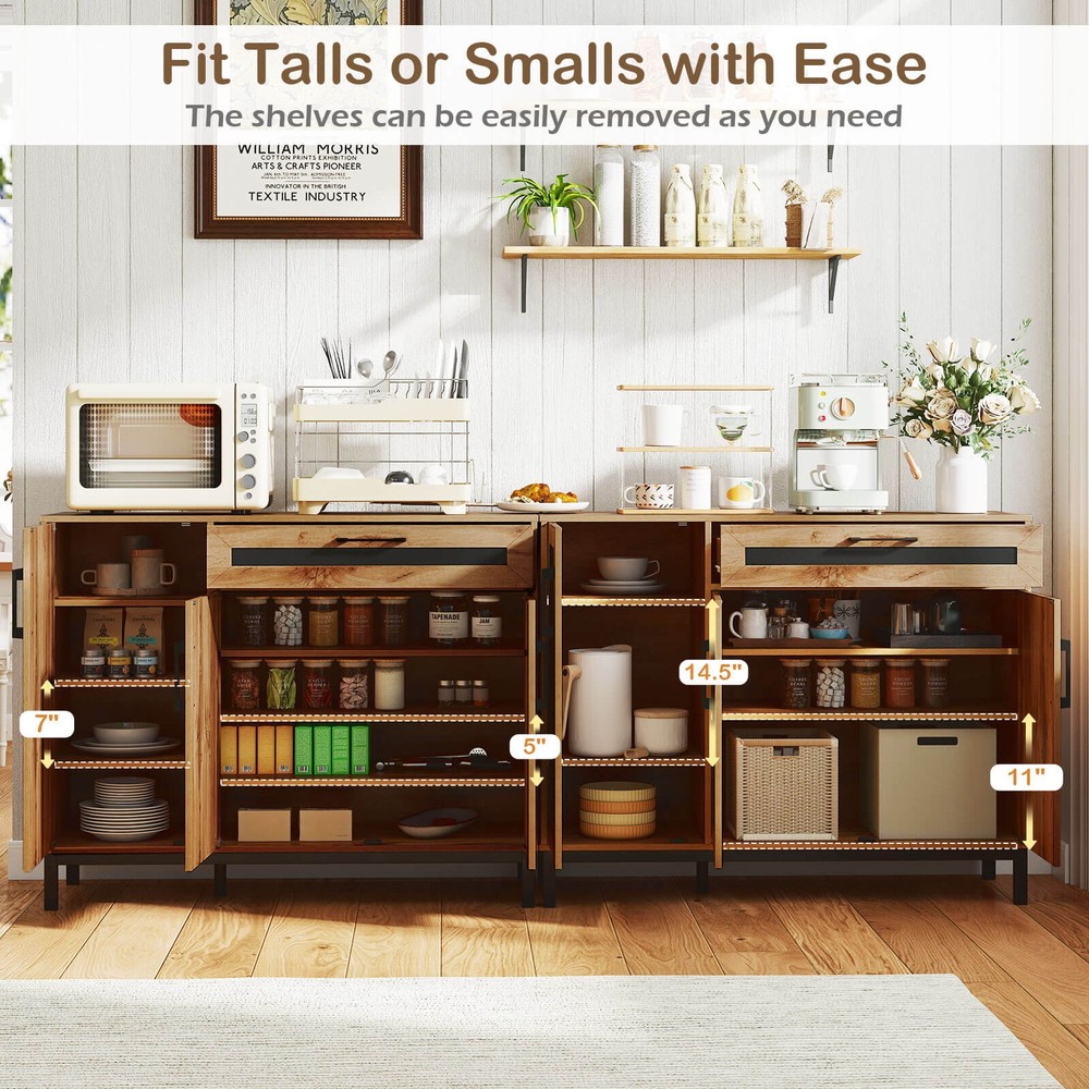 48" Sideboard Buffet Cabinet w/Drawer & Removable Shelves for Kitchen, Entryway