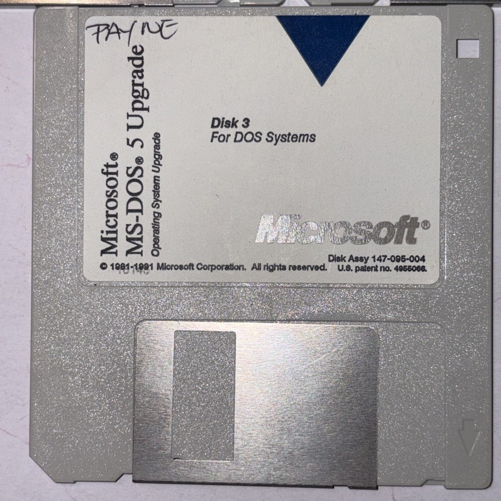 Microsoft MS-DOS 5 Upgrade 3 Floppy Disk Set 1991