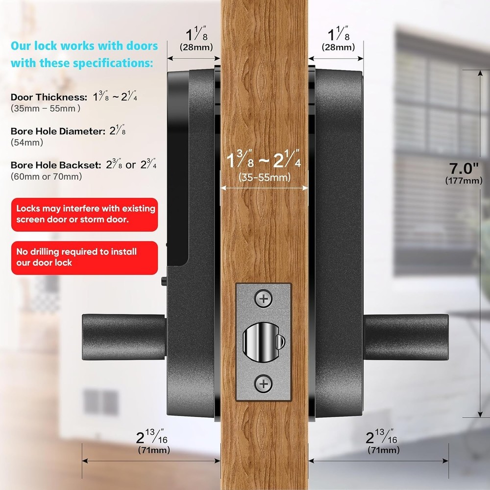 Bluetooth Keyless Entry Handle Lock for Rental Properties