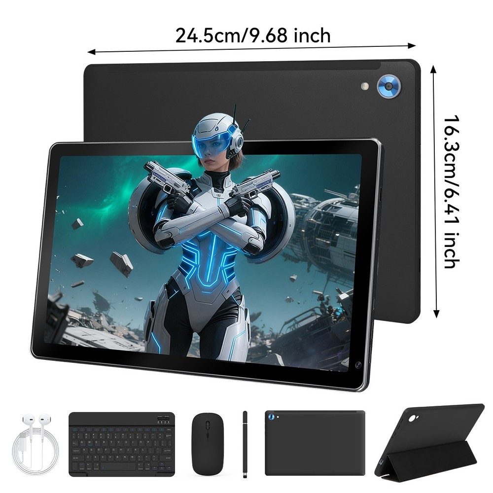 10.1 inch Android 15 Tablets LCD HD Touchscreen Octa-Core 24+128GB Dual Camera