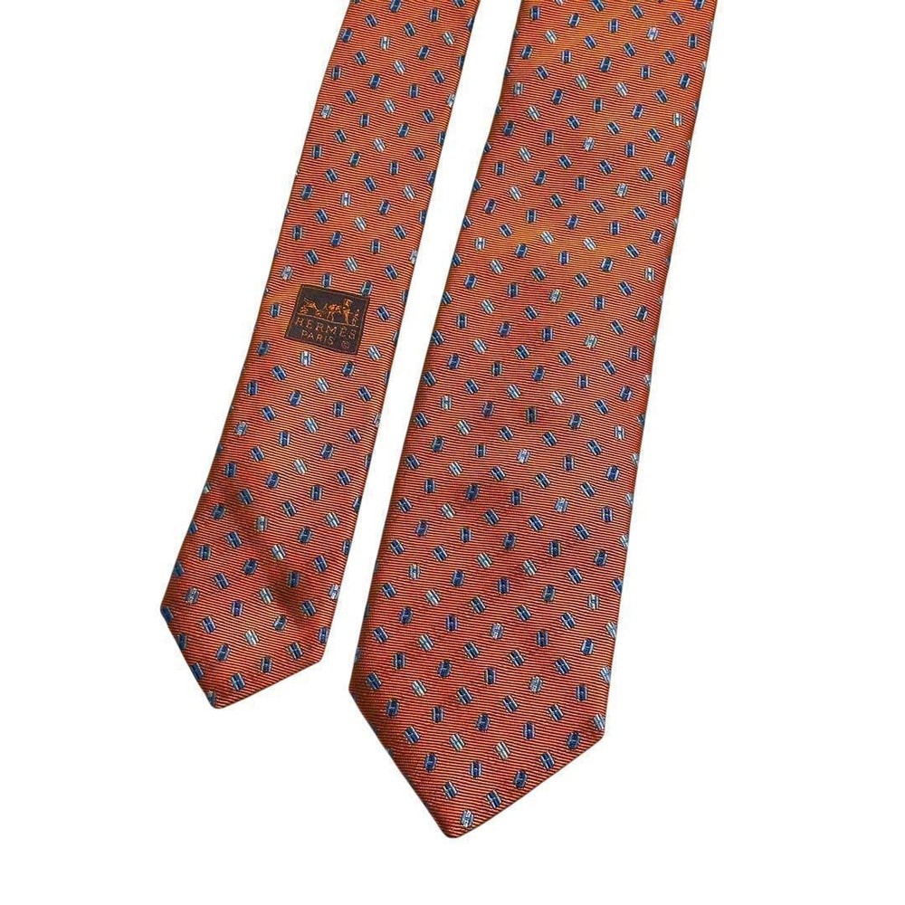 Hermes Silk Tie H Pattern Pegasus Jacquard Luxury Used