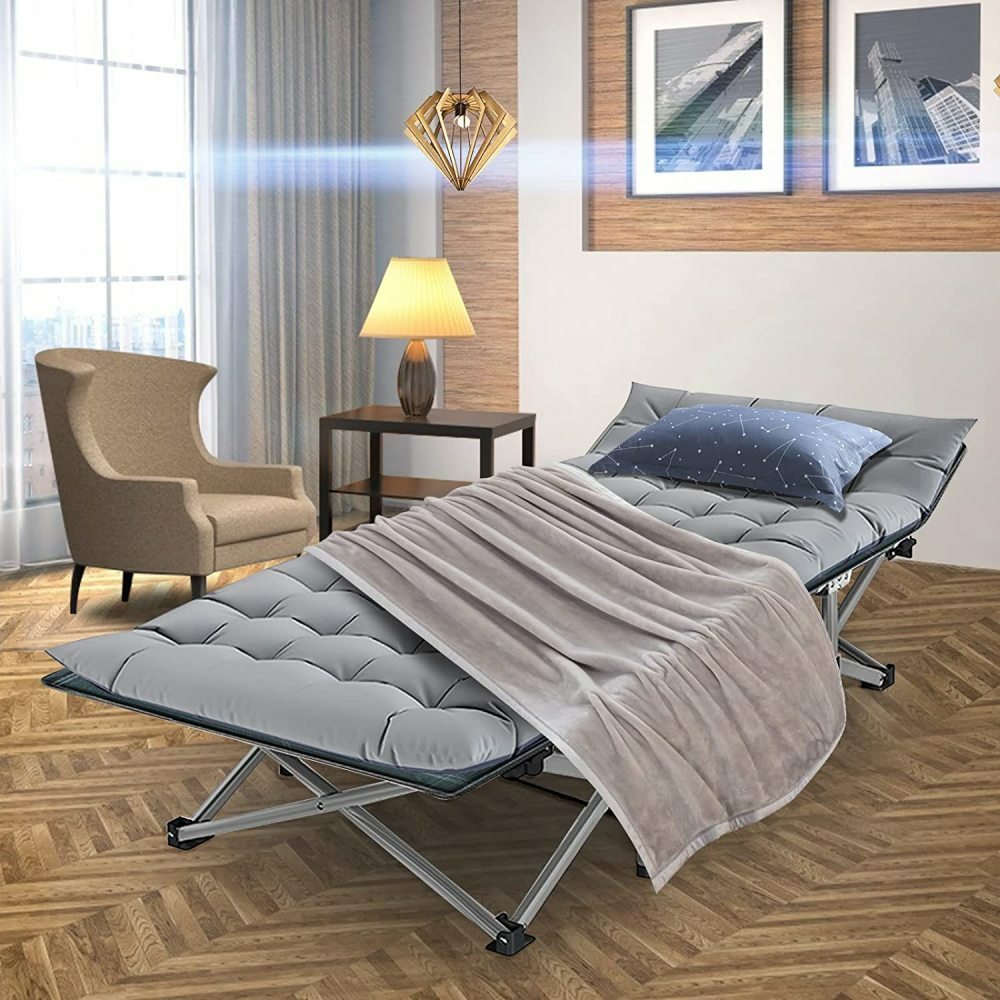Folding Camping Cot Adjustable Position Bed for Heavy Duty Camping, Pool, Beach