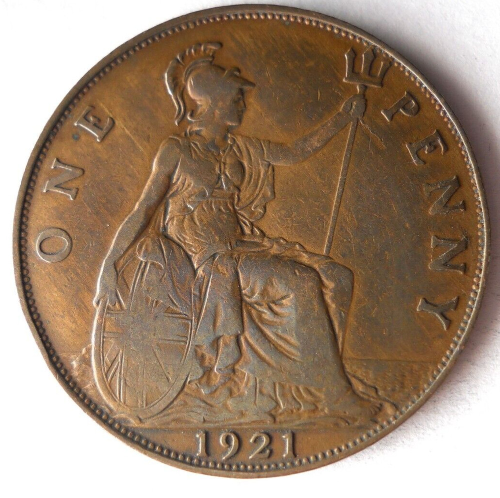 1921 GREAT BRITAIN PENNY - Excellent Coin - FREE SHIP - Bin #343
